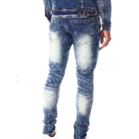 NWT BLACK PIKE LEGEND Embroidered Distressed Biker Stretch Slim Denim Jean 34X32 - Picture 2 of 16